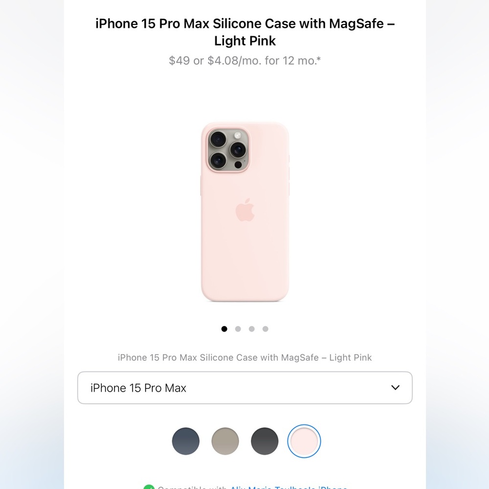 Apple iPhone 15 Pro Max Light Pink Silicone Case with MagSafe